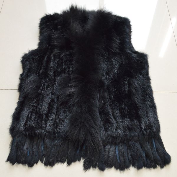 2020 of women crocheted tassels quality rabbit real gilet skin raccoon vest collar, Black
2020 of women crocheted tassels quality rabbit real gilet skin raccoon vest collar, Black