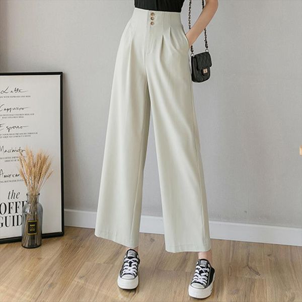 womens chiffon high waist wide leg pants summer black simple ladies fashion trousers 2020 new loose with button female trouser, Black;white
womens chiffon high waist wide leg pants summer black simple ladies fashion trousers 2020 new loose with button female trouser, Black;white