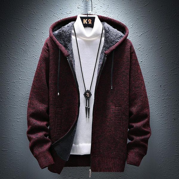 plus velvet thick autumn and winter new men's cardigan zipper sweater loose knit sweater coat, White;black
plus velvet thick autumn and winter new men's cardigan zipper sweater loose knit sweater coat, White;black