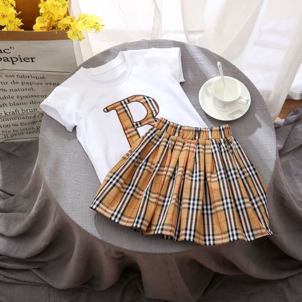 kids girls summer clothing sets short sleeve t-shirt plaid skirts children baby clothes set 2pcs 2-7y, White
kids girls summer clothing sets short sleeve t-shirt plaid skirts children baby clothes set 2pcs 2-7y, White