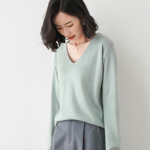 women's sweaters llpusluo 2021 winter fashion women sweater solid color v-neck clothes long sleeve casual pullover korean knit fall top, White;black
women's sweaters llpusluo 2021 winter fashion women sweater solid color v-neck clothes long sleeve casual pullover korean knit fall top, White;black