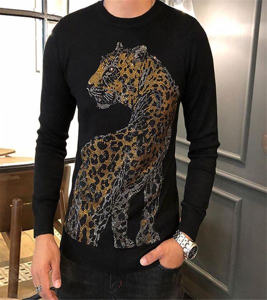 men's sweaters 2021 autumn and winter sweater slim youth leisure personality tiger drilling quality, White;black
men's sweaters 2021 autumn and winter sweater slim youth leisure personality tiger drilling quality, White;black