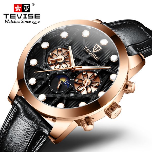 swiss new tevise tewis automatic black mechanical watch men's waterproof business watch, Slivery;brown
swiss new tevise tewis automatic black mechanical watch men's waterproof business watch, Slivery;brown