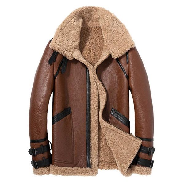 men's leather & faux 2021 brown casual formal thicken warm winter men real fur coat natural sheepskin shearling jackets, Black
men's leather & faux 2021 brown casual formal thicken warm winter men real fur coat natural sheepskin shearling jackets, Black