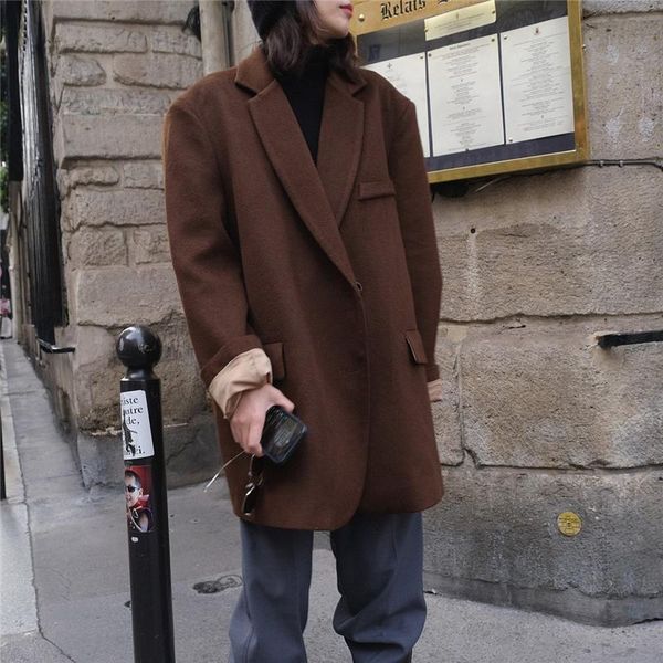 women's suits & blazers 2021 winter ladies coat fashion women overcoat casual elegant warm loose solid color female outerwear, White;black
women's suits & blazers 2021 winter ladies coat fashion women overcoat casual elegant warm loose solid color female outerwear, White;black