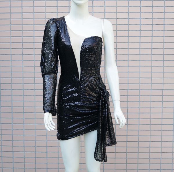 cross-border womens clothing europe sequin gauze slim fit patchwork irregular dress, White;black
cross-border womens clothing europe sequin gauze slim fit patchwork irregular dress, White;black