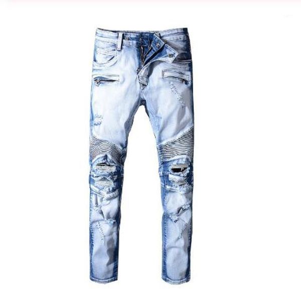 new men's male light blue holes ripped biker jeans for motorcycle plus size slim fit distressed stretch denim pants trousers1
new men's male light blue holes ripped biker jeans for motorcycle plus size slim fit distressed stretch denim pants trousers1