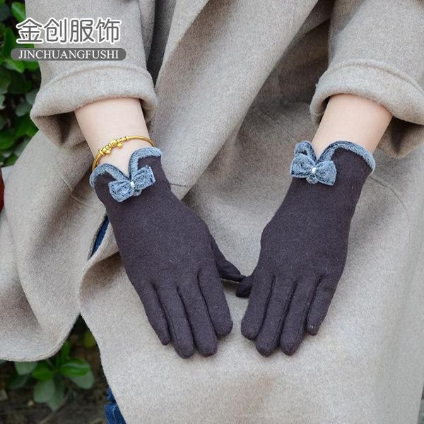 five fingers gloves warm bow cashmere korean version of slim manicure hand touch screen winter pink women, Blue;gray
five fingers gloves warm bow cashmere korean version of slim manicure hand touch screen winter pink women, Blue;gray
