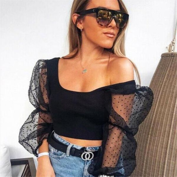 2021 ladies blouse comfortable women see through sheer mesh dot blouse puff long sleeve shirts four colors optional, White
2021 ladies blouse comfortable women see through sheer mesh dot blouse puff long sleeve shirts four colors optional, White