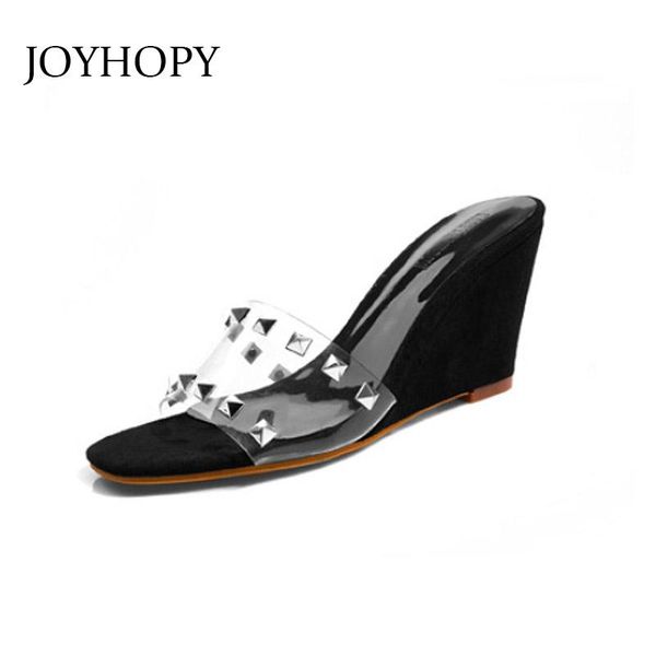 dress shoes fashion outside women's summer wedges slippers 2021 type transparent riveted square head slope heel sandals ws1897, Black
dress shoes fashion outside women's summer wedges slippers 2021 type transparent riveted square head slope heel sandals ws1897, Black
