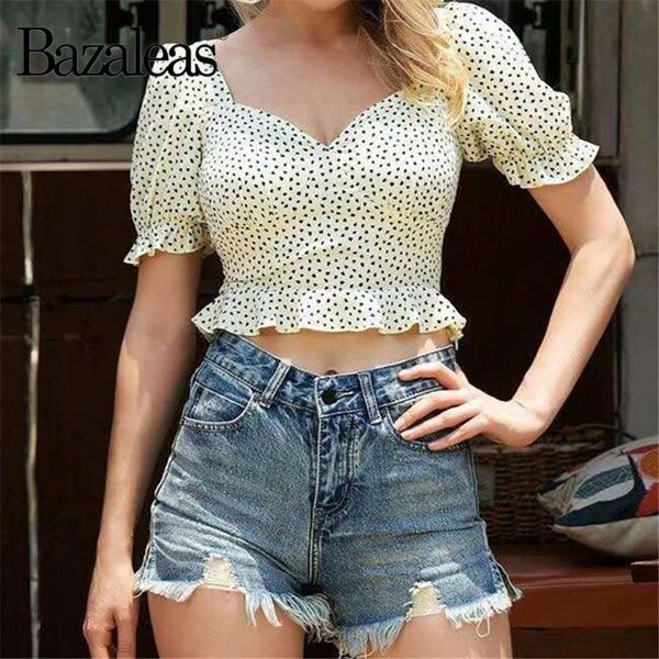 bazaleas chic black dot print ropa mujer fashion cropped blouse women harajuku vintage ruffles women's blouses & shirts, White
bazaleas chic black dot print ropa mujer fashion cropped blouse women harajuku vintage ruffles women's blouses & shirts, White