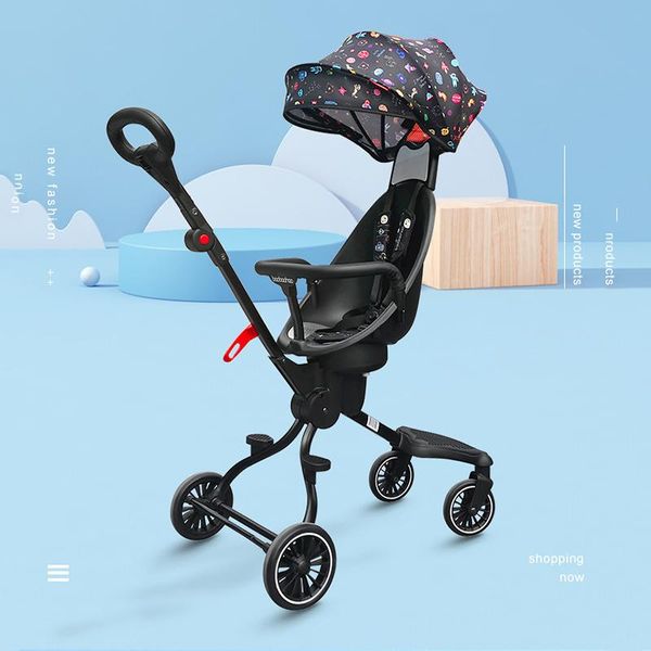 High Landscape Baby Stroller, Children's Stroller, One-key Folding Lightweight Two-way Stroller Baby Stroller A