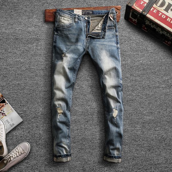 2021 new italian style fashion men jeans elastic slim fit casual ripped denim pants retro blue vintage designer trousers u34r
2021 new italian style fashion men jeans elastic slim fit casual ripped denim pants retro blue vintage designer trousers u34r