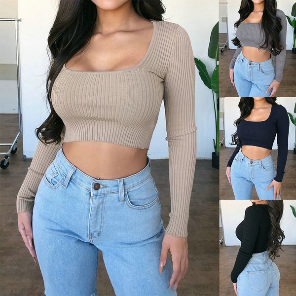 autumn t-shirt u-neck low cut slim short long sleeve solid color 2021 fashion black friday ywfs, Black;brown
autumn t-shirt u-neck low cut slim short long sleeve solid color 2021 fashion black friday ywfs, Black;brown