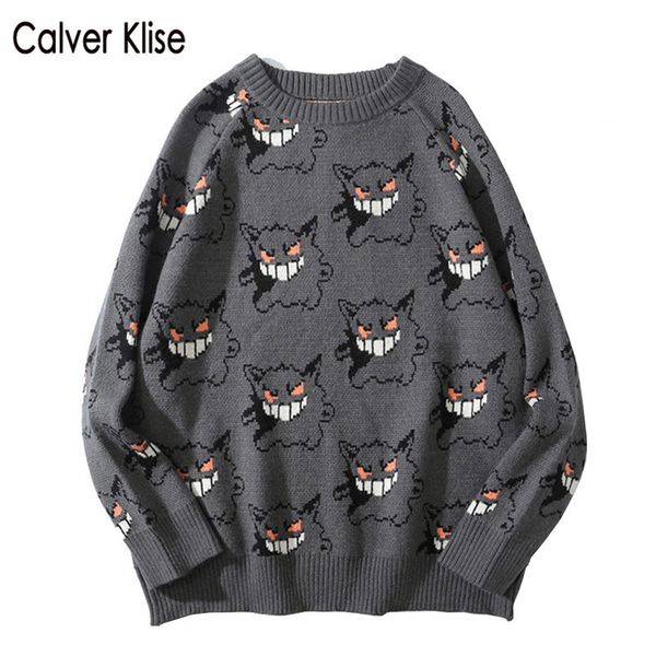 calver klise gengar knitted sweater jumpers hip hop streetwear harajuku oversize knitwear men fashion casual wool pullover h1209, White;black
calver klise gengar knitted sweater jumpers hip hop streetwear harajuku oversize knitwear men fashion casual wool pullover h1209, White;black