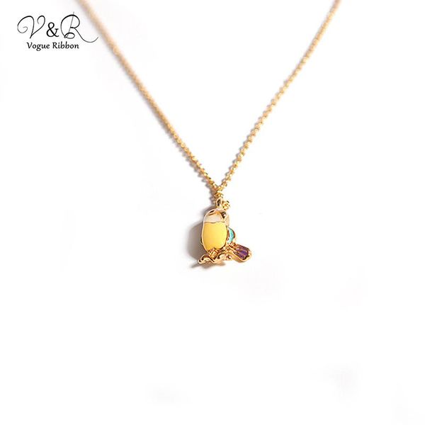 pendant necklaces cute enamel bird pendent necklace flower gold chain friend jewellery 2021 arrival, Silver 
pendant necklaces cute enamel bird pendent necklace flower gold chain friend jewellery 2021 arrival, Silver