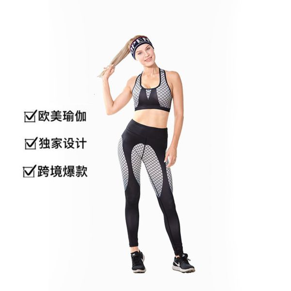 piece yoga two professional running suit women, Gray