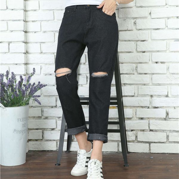 show thin spring summer korean version hole dark long pants fashion student jeans, Blue
show thin spring summer korean version hole dark long pants fashion student jeans, Blue
