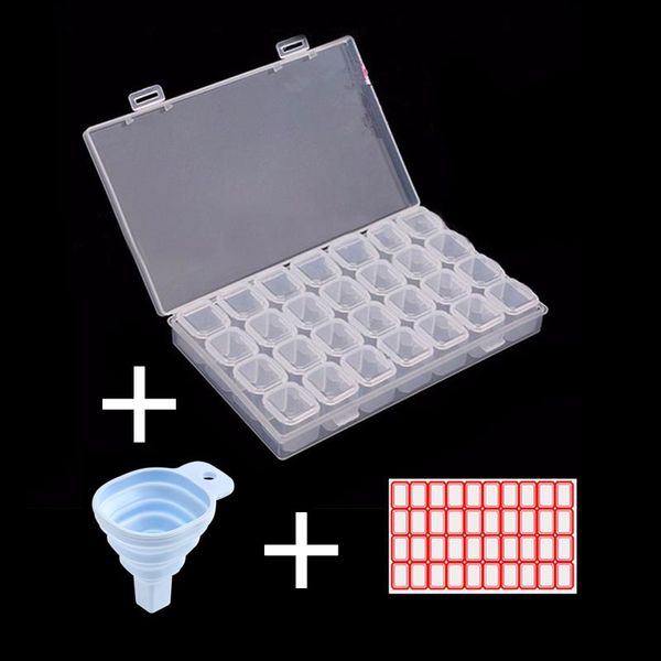 28 cells plastic storage box stickers and funnel sets for diamond painting accessories 28pcs bottles tools container box holder
28 cells plastic storage box stickers and funnel sets for diamond painting accessories 28pcs bottles tools container box holder
