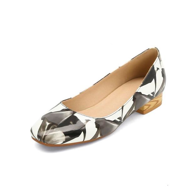size 2021 new 34-45 female low heel pumps toe colours mixed spring printed shoe ladies party 5ypb, Black