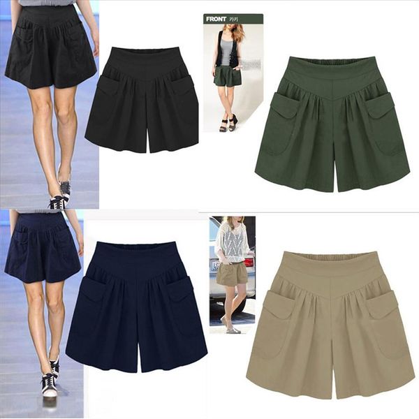 women fashion plus size solid loose pockets lady summer casual shorts solid daily lady j16, White;black
women fashion plus size solid loose pockets lady summer casual shorts solid daily lady j16, White;black