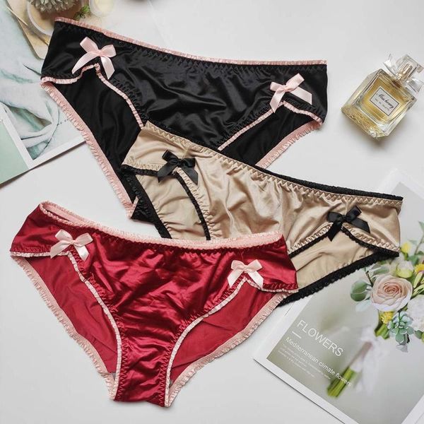 women's panties luxury underwear vintage bow solid satin crotch cotton seamless briefs female lingerie, Black;pink
women's panties luxury underwear vintage bow solid satin crotch cotton seamless briefs female lingerie, Black;pink