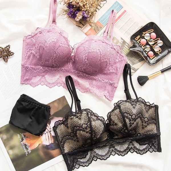 wasteheart new women fashion lace trim ruffle bra set bralette wireless straps panties push up underwear lingerie sets c1211, Black;white
wasteheart new women fashion lace trim ruffle bra set bralette wireless straps panties push up underwear lingerie sets c1211, Black;white