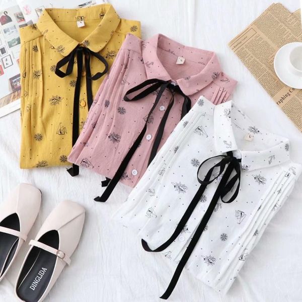 spring and autumn new style mori girl art lace-up floral long-sleeved harajuku style loose and versatile student base shirt, White
spring and autumn new style mori girl art lace-up floral long-sleeved harajuku style loose and versatile student base shirt, White