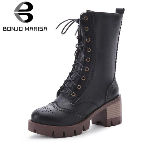 boots bonjomarisa retro girls lace up platform mid calf high heels solid casual women design autumn shoes woman, Black
boots bonjomarisa retro girls lace up platform mid calf high heels solid casual women design autumn shoes woman, Black