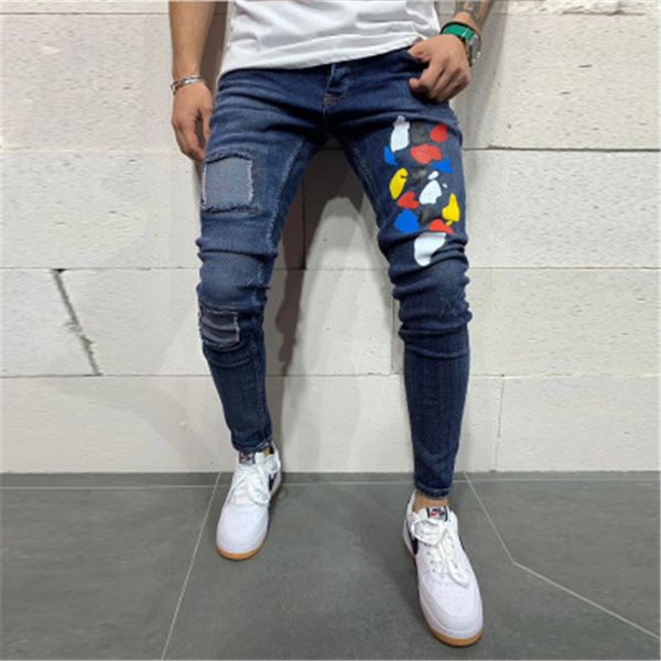 mens solid color skinny jeans fashion trend elasticity hole denim pencil pants spring male new washed patch spots casual slim trousers, Blue
mens solid color skinny jeans fashion trend elasticity hole denim pencil pants spring male new washed patch spots casual slim trousers, Blue