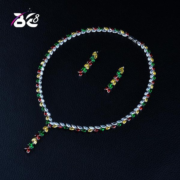 be 8 2020 new leaf design zirconia set paved cz crystal multicolor wedding 2pcs dubai jewelry set bridal dress bijoux femme s367, Silver
be 8 2020 new leaf design zirconia set paved cz crystal multicolor wedding 2pcs dubai jewelry set bridal dress bijoux femme s367, Silver