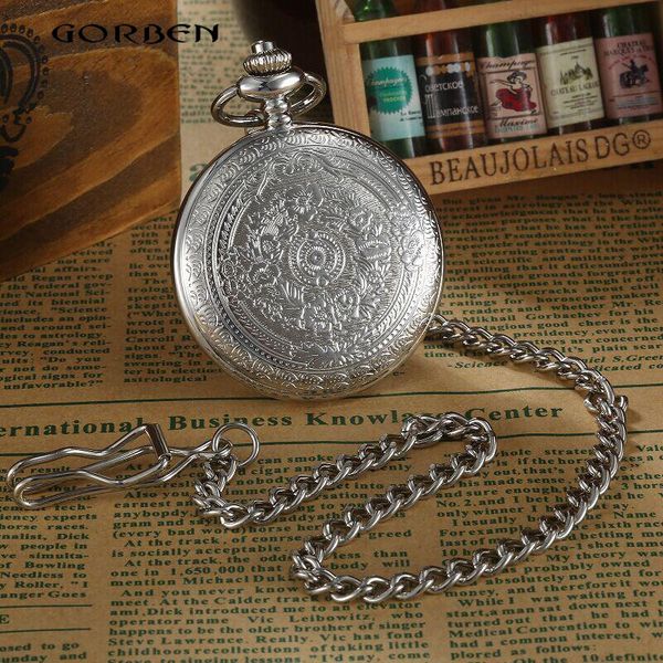retro gobren roman numerals silver plated carving pocket watch fashion classical men's analog quartz watch fob chain with box q wmtbvv, Slivery;golden
retro gobren roman numerals silver plated carving pocket watch fashion classical men's analog quartz watch fob chain with box q wmtbvv, Slivery;golden