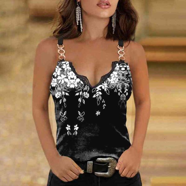 floral print women tank summer sleeveless lace v-neck blouse cami off shoulder chain strap aesthetic camis, White
floral print women tank summer sleeveless lace v-neck blouse cami off shoulder chain strap aesthetic camis, White