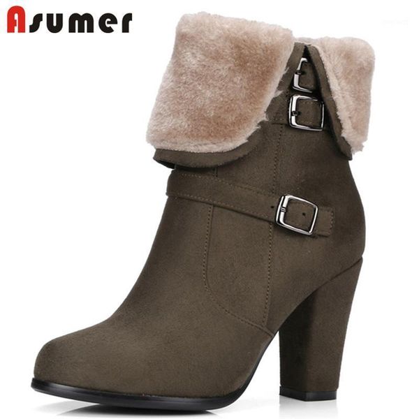 asumer 2020 new arrival ankle boots female zip buckle high heels dress shoes flock keep warm thick fur winter boots women1, Black
asumer 2020 new arrival ankle boots female zip buckle high heels dress shoes flock keep warm thick fur winter boots women1, Black