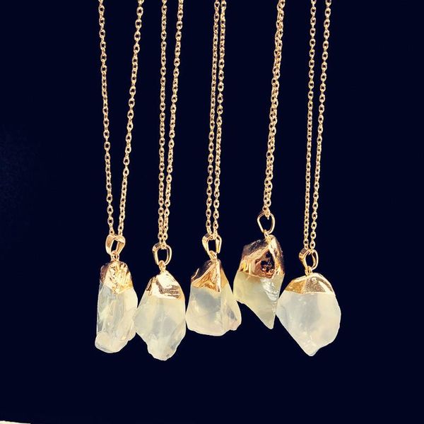 trendy alloy multicolor natural stone chain necklace clear quartz pendant charms necklaces collar for women gift, Silver
trendy alloy multicolor natural stone chain necklace clear quartz pendant charms necklaces collar for women gift, Silver