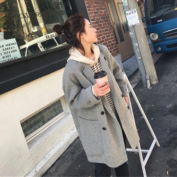 double-sided cashmere coat female han edition of the new 2021 loose long wool coat qiu dong big yards, Black
double-sided cashmere coat female han edition of the new 2021 loose long wool coat qiu dong big yards, Black