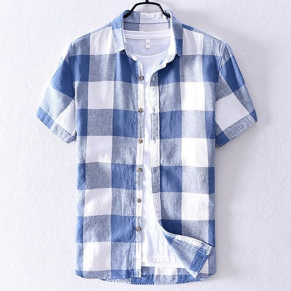 2020 mens plaid linen short-sleeved shirt summer cotton shirt for men brand trend shirts men fashion casual shirts male chemise1, White;black
2020 mens plaid linen short-sleeved shirt summer cotton shirt for men brand trend shirts men fashion casual shirts male chemise1, White;black