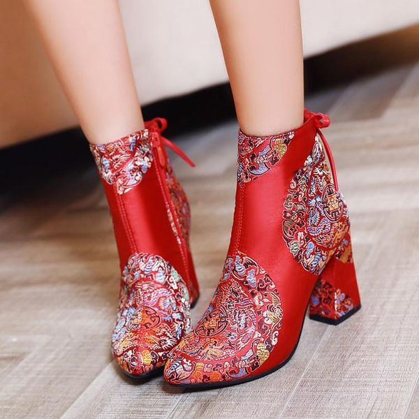 boots pxelena floral embroider red women wedding 2021 winter chunky block high heels silk brial ankle shoes pointy toe, Black
boots pxelena floral embroider red women wedding 2021 winter chunky block high heels silk brial ankle shoes pointy toe, Black