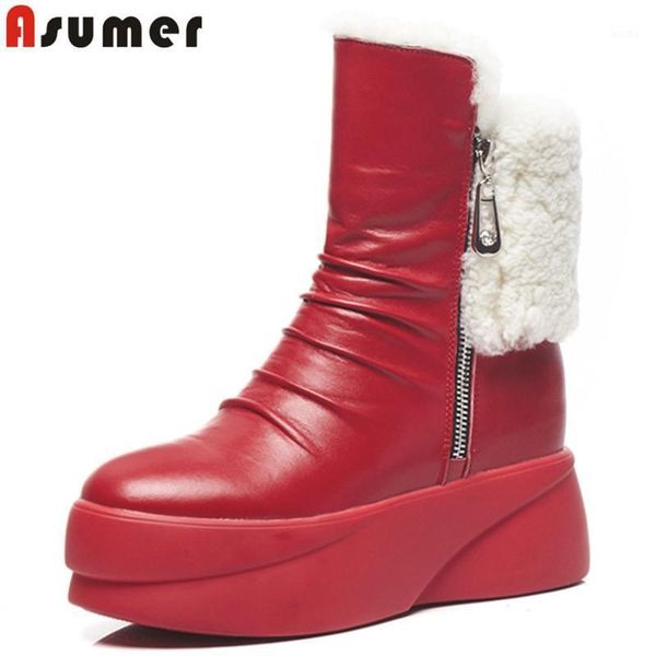 boots asumer 2021 fashion ankle for women round toe zip genuine leather platform keep warm winter1, Black
boots asumer 2021 fashion ankle for women round toe zip genuine leather platform keep warm winter1, Black