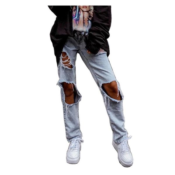 women's jeans streetwear women classic ripped straight leg denim trousers summer fashion street s cool style, Blue
women's jeans streetwear women classic ripped straight leg denim trousers summer fashion street s cool style, Blue