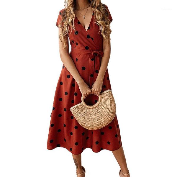 summer dress women bandage polka dot print long dress fashion v-neck casual party vestidos femme women's clothing 20201, Black;gray
summer dress women bandage polka dot print long dress fashion v-neck casual party vestidos femme women's clothing 20201, Black;gray