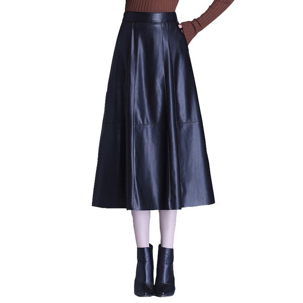 2021 new women's pu leather vestidos elegant button skirts high waist skirts female solid robe oversized 6byt, Black
2021 new women's pu leather vestidos elegant button skirts high waist skirts female solid robe oversized 6byt, Black