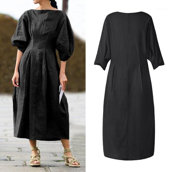 vonda 2020 casual summer dress loose solid color party midi-calf dresses bohemian party vestidos loose elegant long robe1, White;black
vonda 2020 casual summer dress loose solid color party midi-calf dresses bohemian party vestidos loose elegant long robe1, White;black