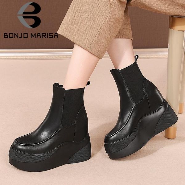 bonjomarisa autumn new girls genuine leather boots platform height increasing high heels slip on boots women concise shoes woman, Black
bonjomarisa autumn new girls genuine leather boots platform height increasing high heels slip on boots women concise shoes woman, Black
