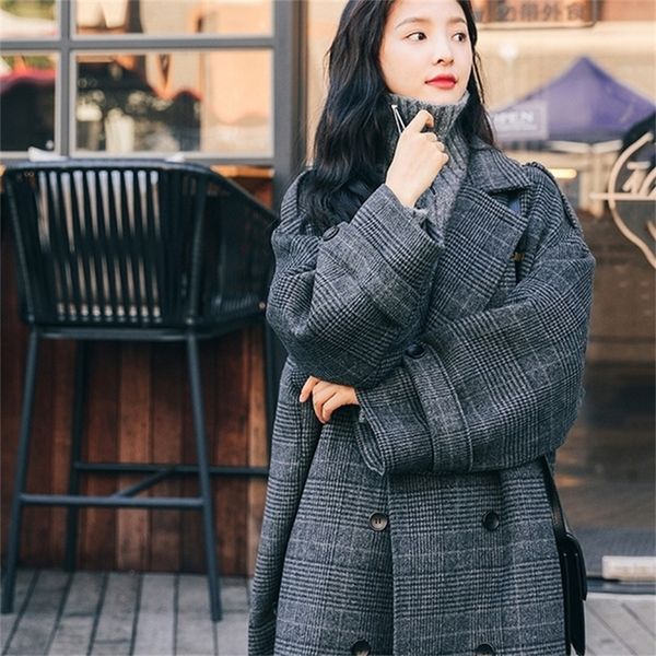 wool blends women loose ankle-length new arrivals plaid womens korean style students vintage outwear double breasted temperament 201218, Black
wool blends women loose ankle-length new arrivals plaid womens korean style students vintage outwear double breasted temperament 201218, Black