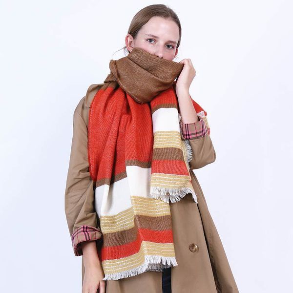 new str stripe cashmere scarf for autumn and winter, Blue;gray
