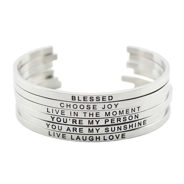 316l stainless steel engraved positive inspirational quote cuff mantra bracelet bangle for women men, Black
316l stainless steel engraved positive inspirational quote cuff mantra bracelet bangle for women men, Black