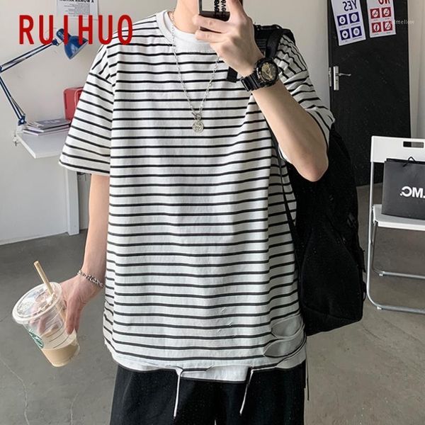 men's t-shirts ruihuo 2021 striped short sleeve t shirt men tshirt male summer cotton tee casual fashion m-2xl funny clothing1, White;black
men's t-shirts ruihuo 2021 striped short sleeve t shirt men tshirt male summer cotton tee casual fashion m-2xl funny clothing1, White;black