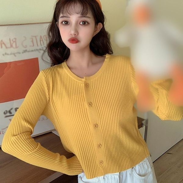 женский повседневный вязаный короткий кардиган осенний новый корейский стиль кнопки с длинным рукавом сплошной цвет свитер, White
женский повседневный вязаный короткий кардиган осенний новый корейский стиль кнопки с длинным рукавом сплошной цвет свитер, White