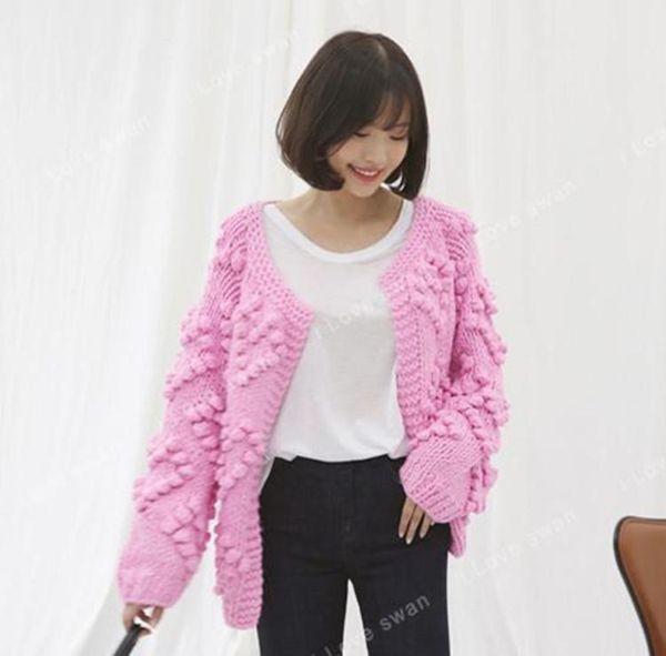women's knits & tees european station retro style hand-knitted ball love long-sleeved short sweater jacket women, White
women's knits & tees european station retro style hand-knitted ball love long-sleeved short sweater jacket women, White